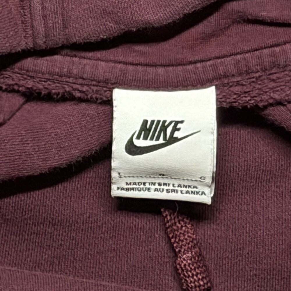 Size L - Nike Men’s Burgundy Maroon Pullover Hoodie Swoosh Fleece Sweatshirt